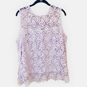 Nanette Lepore Lavender Bohemian Knit Lace Floral Tank Top - XL